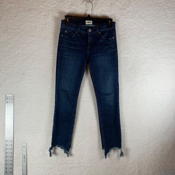 Hudson Women's Colette Mid-rise Skinny Crop Jeans Raw Hem Medium Wash Sz 24 9556 - Picture 1 of 14